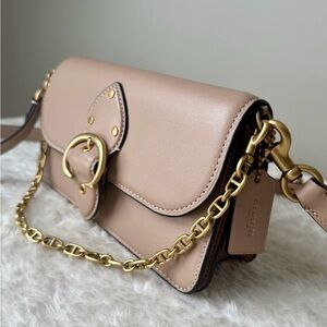 Coach Beat crossbody bag in beige with original chain strap